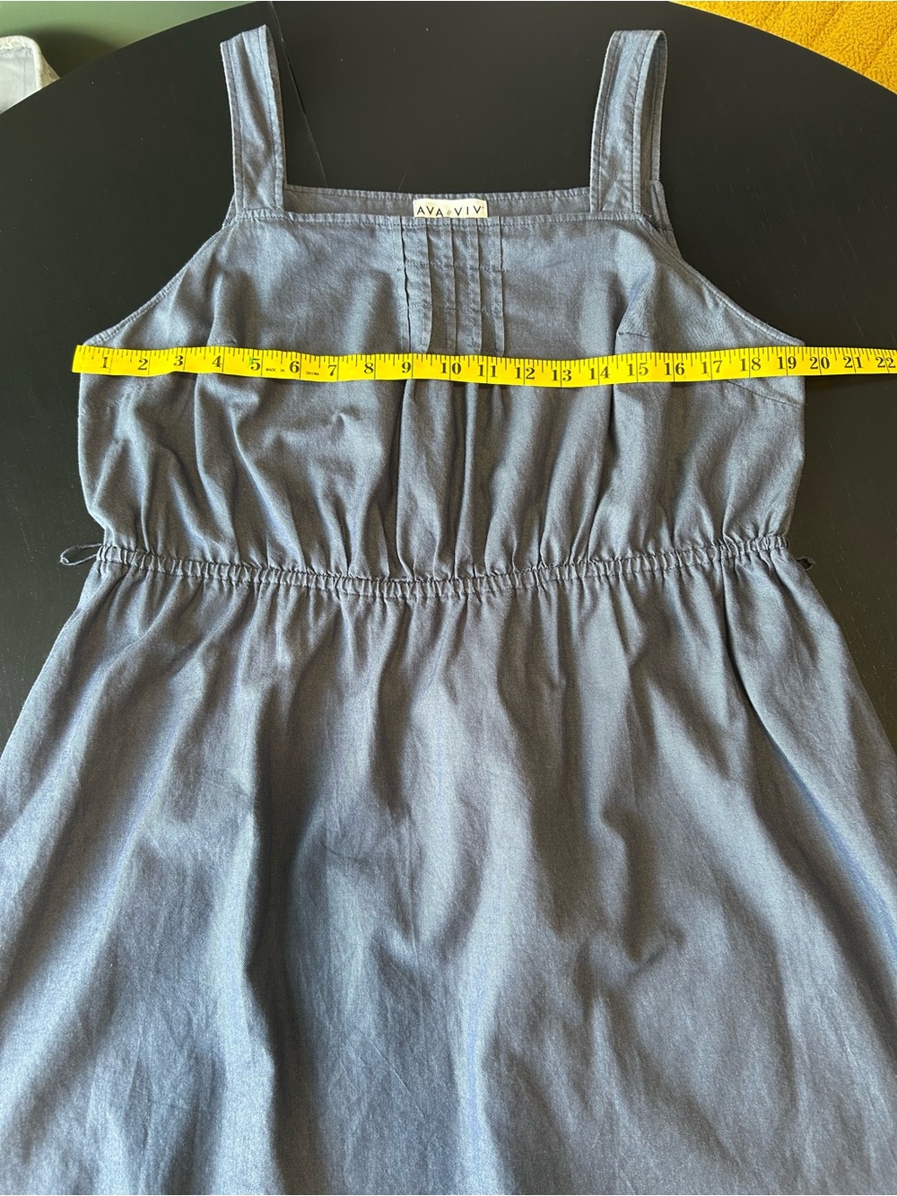 Chambray Cottagecore Babydoll Tank Dress | Blue Cotton Sleeveless | Plus Size XL - Picture 9 of 12